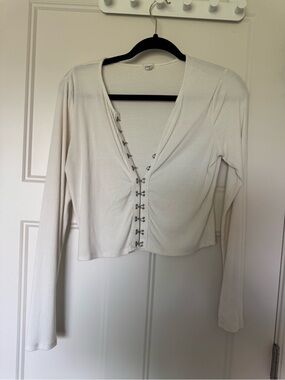 Garage White Ribbed Crop Top